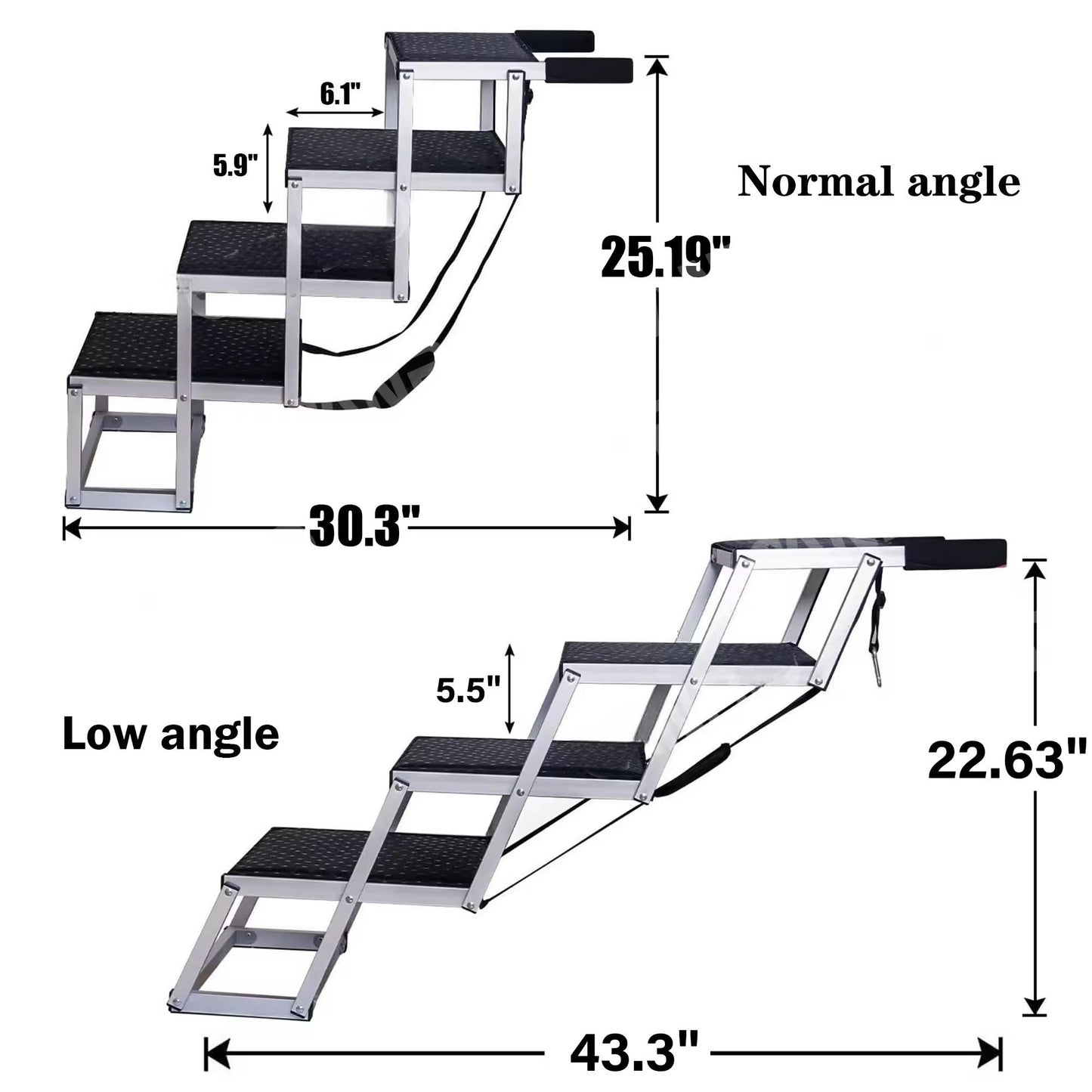 Portable Aluminum Folding Dog Ladder & Pet Stairs for Cars, SUVs, Trucks & Home | Heavy-Duty, Non-Slip, Travel-Friendly Ramp for Large Dogs