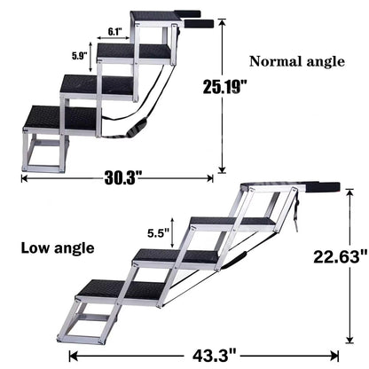 Portable Aluminum Folding Dog Ladder & Pet Stairs for Cars, SUVs, Trucks & Home | Heavy-Duty, Non-Slip, Travel-Friendly Ramp for Large Dogs