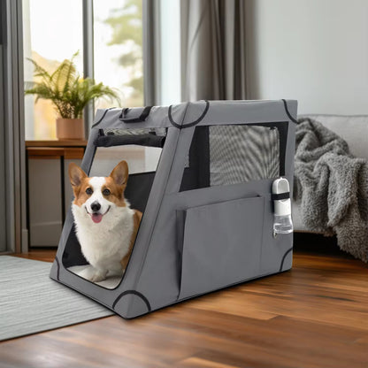 Foldable Car Dog Carrier | Breathable Travel Pet House for Small & Medium Dogs | Portable Indoor Outdoor Pet Crate with Soft Mat