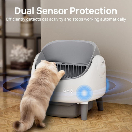 APP Smart Automatic Cat Litter Box | Large Semi-Enclosed Drawer Design | Odor Control &amp; Self-Cleaning Cat Toilet
