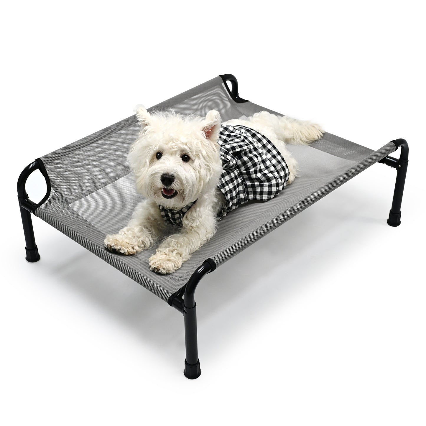 Durable Iron Frame Elevated Pet Bed | Tear-Resistant Textiline Fabric for Large Dogs | Elevated Outdoor Pet Bed