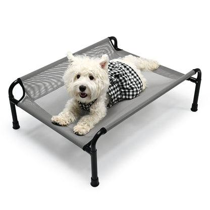 Durable Iron Frame Elevated Pet Bed | Tear-Resistant Textiline Fabric for Large Dogs | Elevated Outdoor Pet Bed