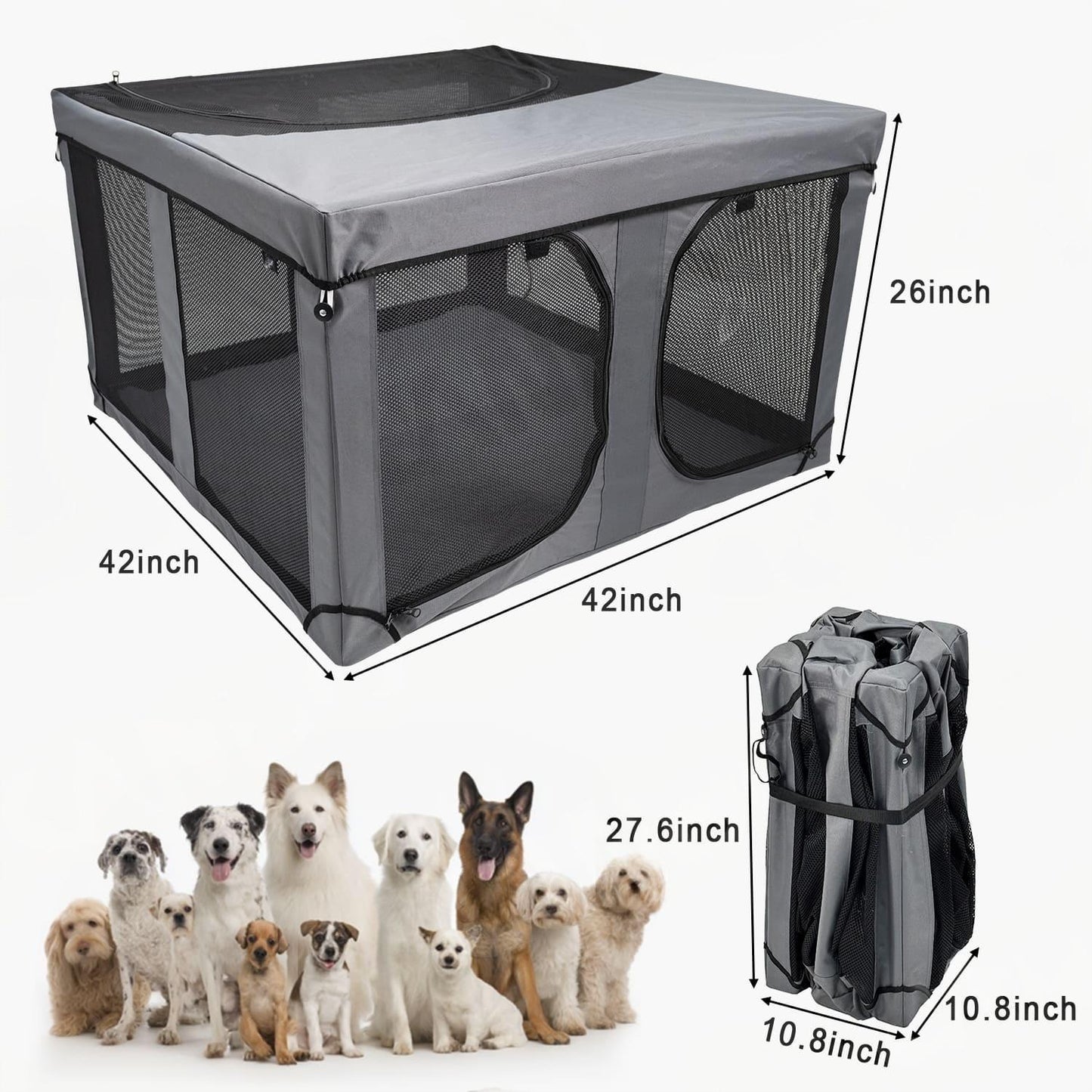 Portable Foldable Pet Playpen | Oxford Cloth Cat & Dog Crate | Large Breathable Pet House for Indoor, Outdoor & Travel