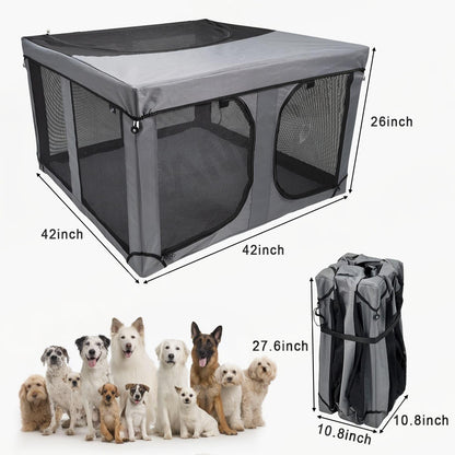 Portable Foldable Pet Playpen | Oxford Cloth Cat & Dog Crate | Large Breathable Pet House for Indoor, Outdoor & Travel