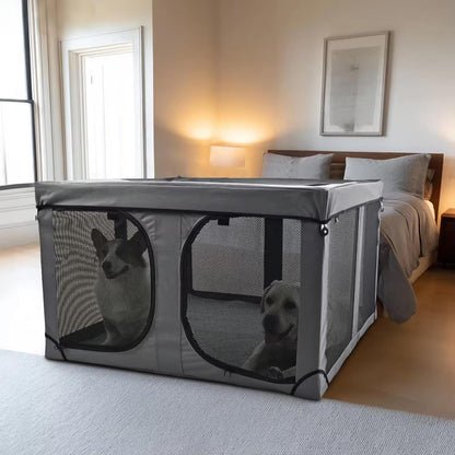 Portable Foldable Pet Playpen | Oxford Cloth Cat & Dog Crate | Large Breathable Pet House for Indoor, Outdoor & Travel