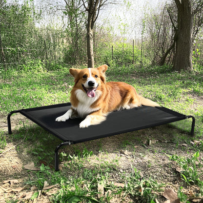 Four-Season Elevated Dog Bed | Chew-Resistant, Breathable & Washable Raised Pet Cot for Large Dogs | Waterproof & Anti-Slip Outdoor Pet Bed