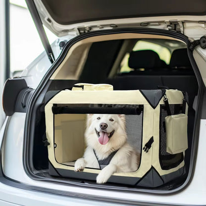 Foldable Outdoor Car Pet Crate | Extra Large Portable Dog Travel Kennel | Collapsible Cat & Dog Carrier for Car, Home & Outdoor Use