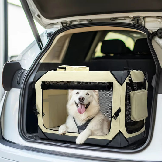 Foldable Outdoor Car Pet Crate | Extra Large Portable Dog Travel Kennel | Collapsible Cat & Dog Carrier for Car, Home & Outdoor Use