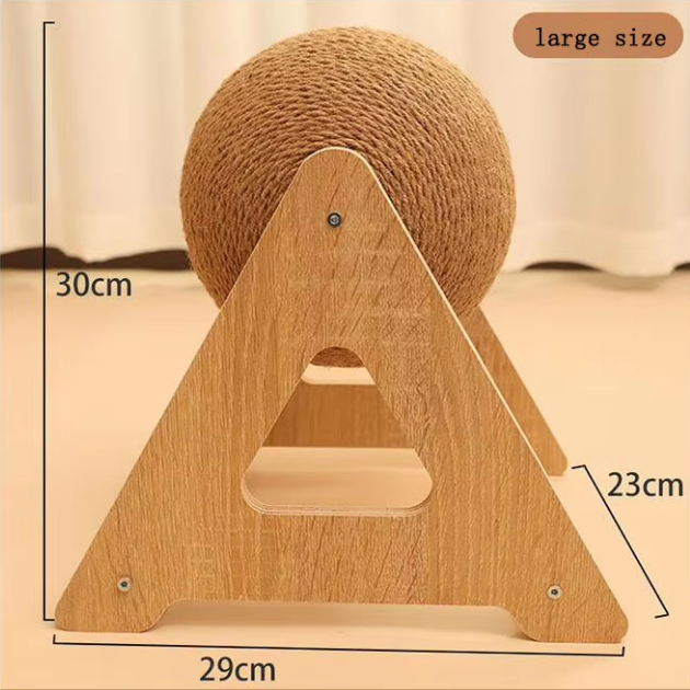 Triangle Cat Scratcher Ball Tower | Sisal Rope Cat Climbing Toy | Durable Cat Scratching Post with Rotating Ball | Interactive Cat Furniture