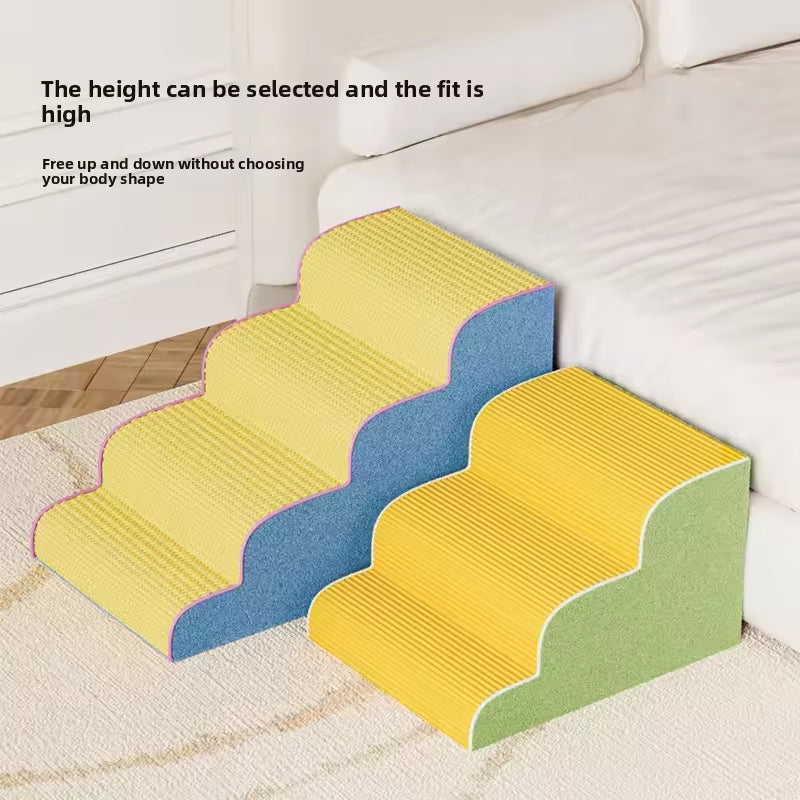 Pet Stairs for Small Dogs & Cats | Anti-Slip Washable Pet Ramp | 3/4/5 Steps Bed & Sofa Ladder