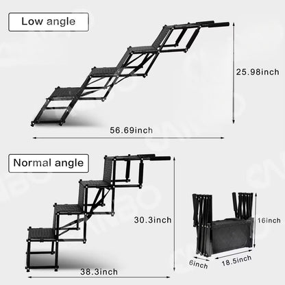 Heavy-Duty Folding Dog Stairs – Portable Pet Ramp Ladder for Cars, SUVs & Trucks | Metal Frame, Anti-Slip, Easy Storage