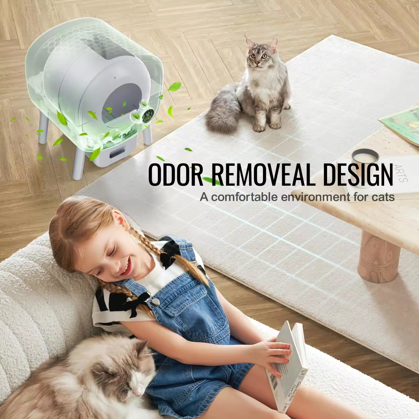 Smart Automatic Cat Litter Box | Self-Cleaning Large Cat Toilet | APP Remote Control &amp; Hygiene Monitoring