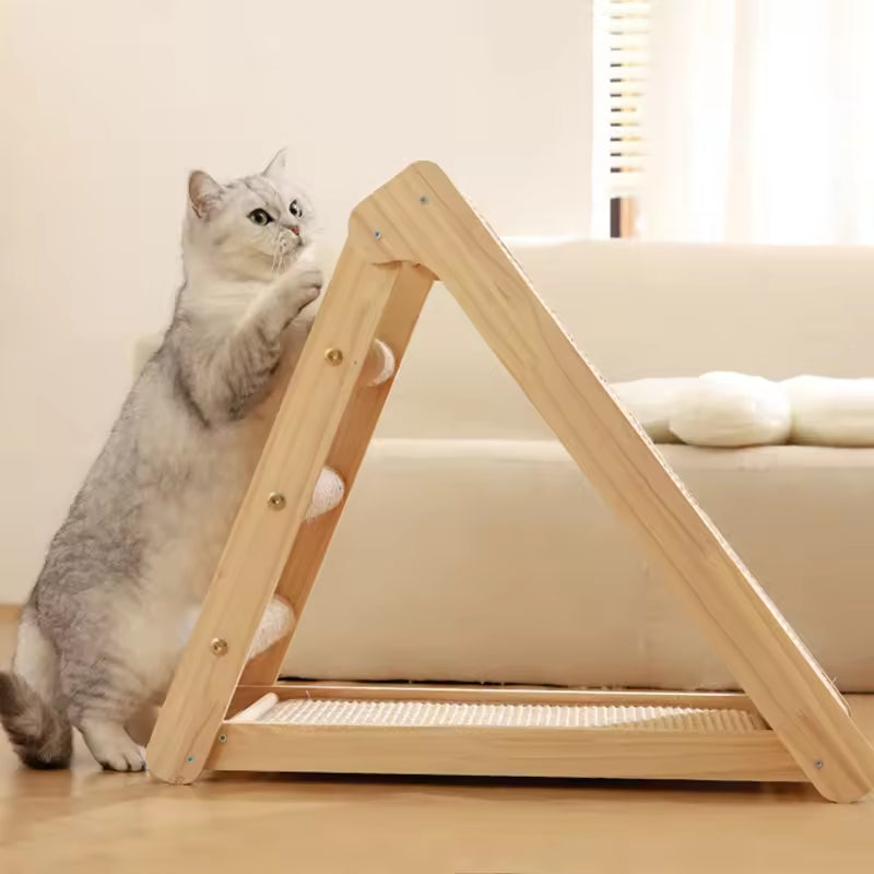 Durable Solid Wood Cat Scratcher & Bed Combo | Foldable Cat Climbing Frame with Sisal Mat | Space-Saving Cat Tree & Play Tower for Cats