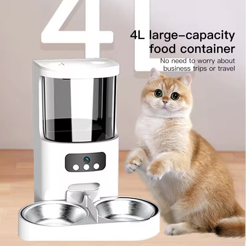 Automatic Pet Feeder with Timer & Portion Control | Smart Cat & Dog Food Dispenser | 4L Capacity | APP Control & Camera