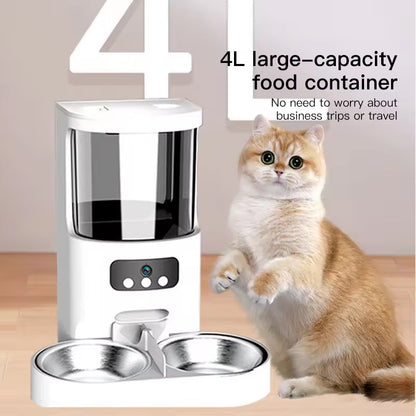 Automatic Pet Feeder with Timer & Portion Control | Smart Cat & Dog Food Dispenser | 4L Capacity | APP Control & Camera