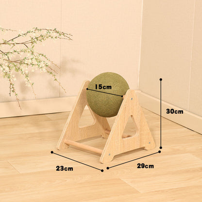 Triangle Cat Scratcher Ball Tower | Sisal Rope Cat Climbing Toy | Durable Cat Scratching Post with Rotating Ball | Interactive Cat Furniture