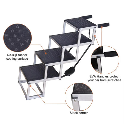 Portable Aluminum Folding Dog Ladder & Pet Stairs for Cars, SUVs, Trucks & Home | Heavy-Duty, Non-Slip, Travel-Friendly Ramp for Large Dogs
