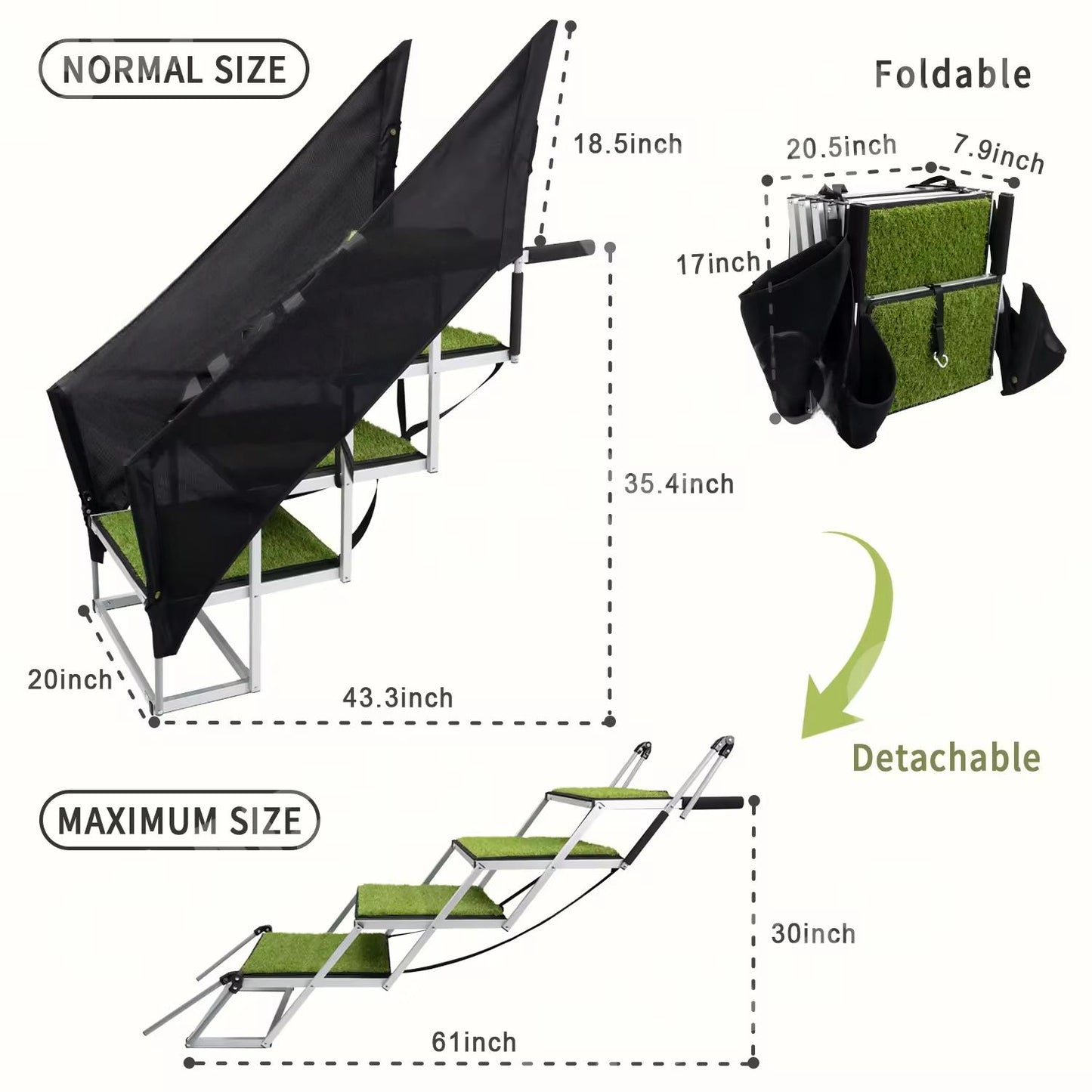 Heavy-Duty Outdoor Pet Ramp with Safety Handrails | Foldable Dog Car Ladder for Large & Medium Dogs – Non-Slip, Portable, Travel-Friendly