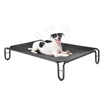 Outdoor Elevated Dog Bed | Waterproof & Chew-Resistant Pet Cot | Detachable Iron Frame with Teslin Mesh | Raised Cooling Dog Cot for Small, Medium & Large Dogs