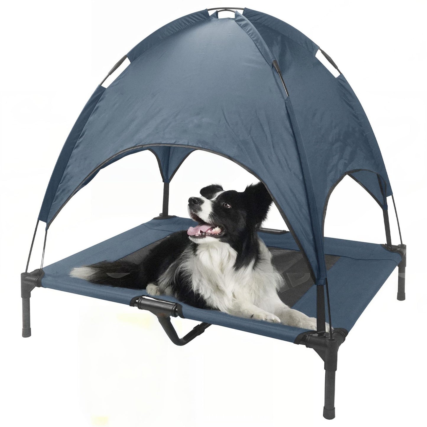 Outdoor Elevated Pet Bed with Removable Sunshade & Tent Top – Waterproof Oxford Fabric for Dogs | Portable, Durable & Comfortable