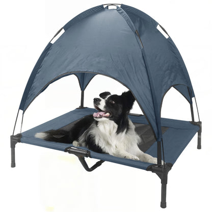 Outdoor Elevated Pet Bed with Removable Sunshade & Tent Top – Waterproof Oxford Fabric for Dogs | Portable, Durable & Comfortable