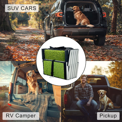 Heavy-Duty Outdoor Pet Ladder | Non-Slip Artificial Grass Stairs for Cars, Trucks & SUVs | Foldable, Portable & Sturdy Dog Ramp