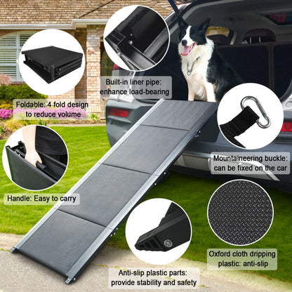 Foldable Car Dog Ramp | Anti-Slip Oxford Cloth Pet Ladder | Portable Dog Stairs for Cars, SUVs & Home | Heavy-Duty Pet Ramp up to 150 lbs