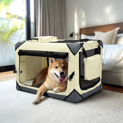 Foldable Outdoor Car Pet Crate | Extra Large Portable Dog Travel Kennel | Collapsible Cat & Dog Carrier for Car, Home & Outdoor Use