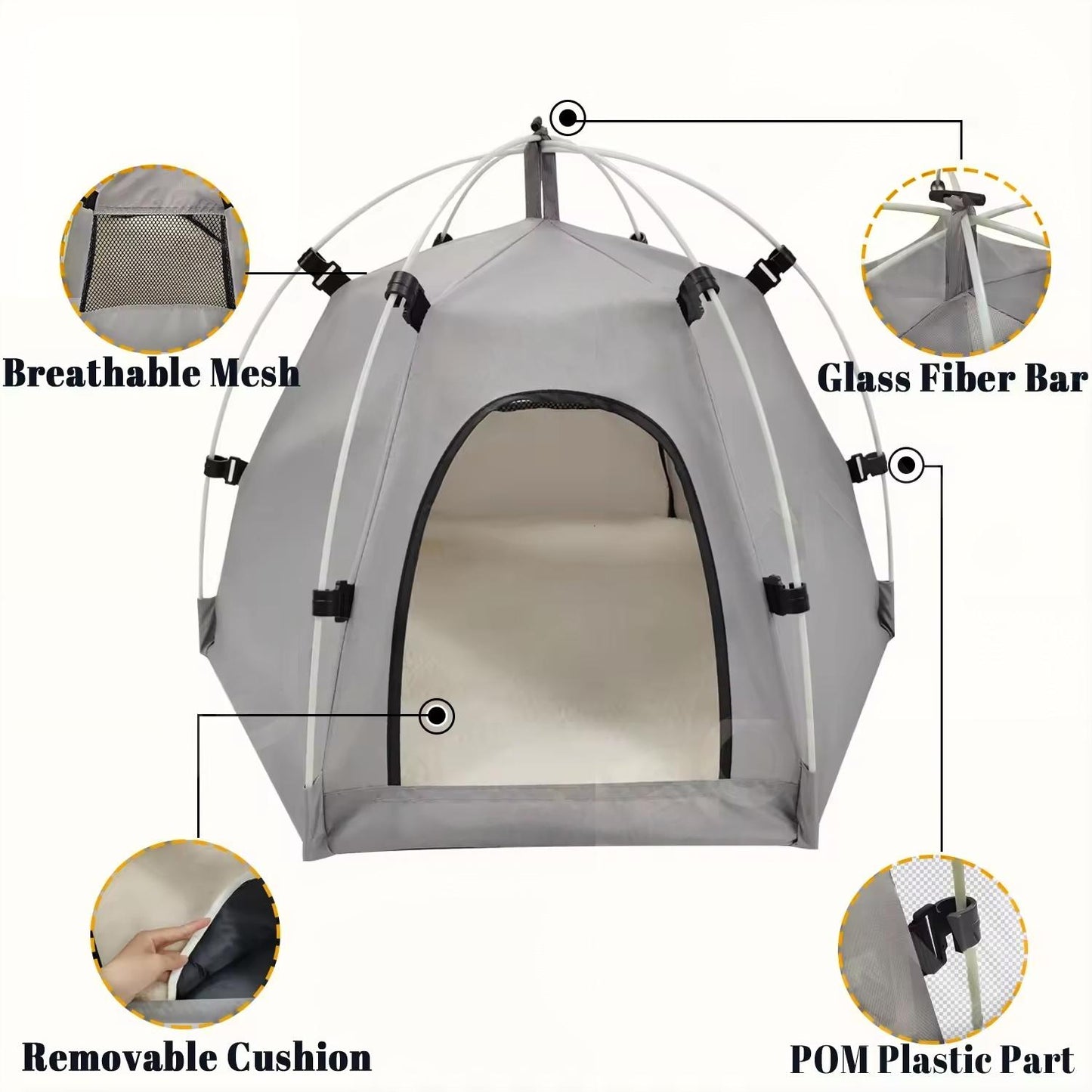 Cozy Winter Cat Tent Bed | Oxford Fabric Semi-Enclosed Indoor Pet House with Removable Cushion | Warm & Durable Pet Shelter for Cats & Small Dogs