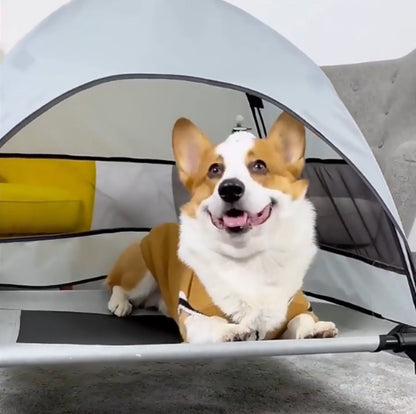 Outdoor Elevated Dog Bed with Sunshade Canopy – Waterproof, Anti-Moisture Tent Dog Bed for Spring &amp; Summer | Raised Pet Cot for Large Dogs, Travel &amp; Camping