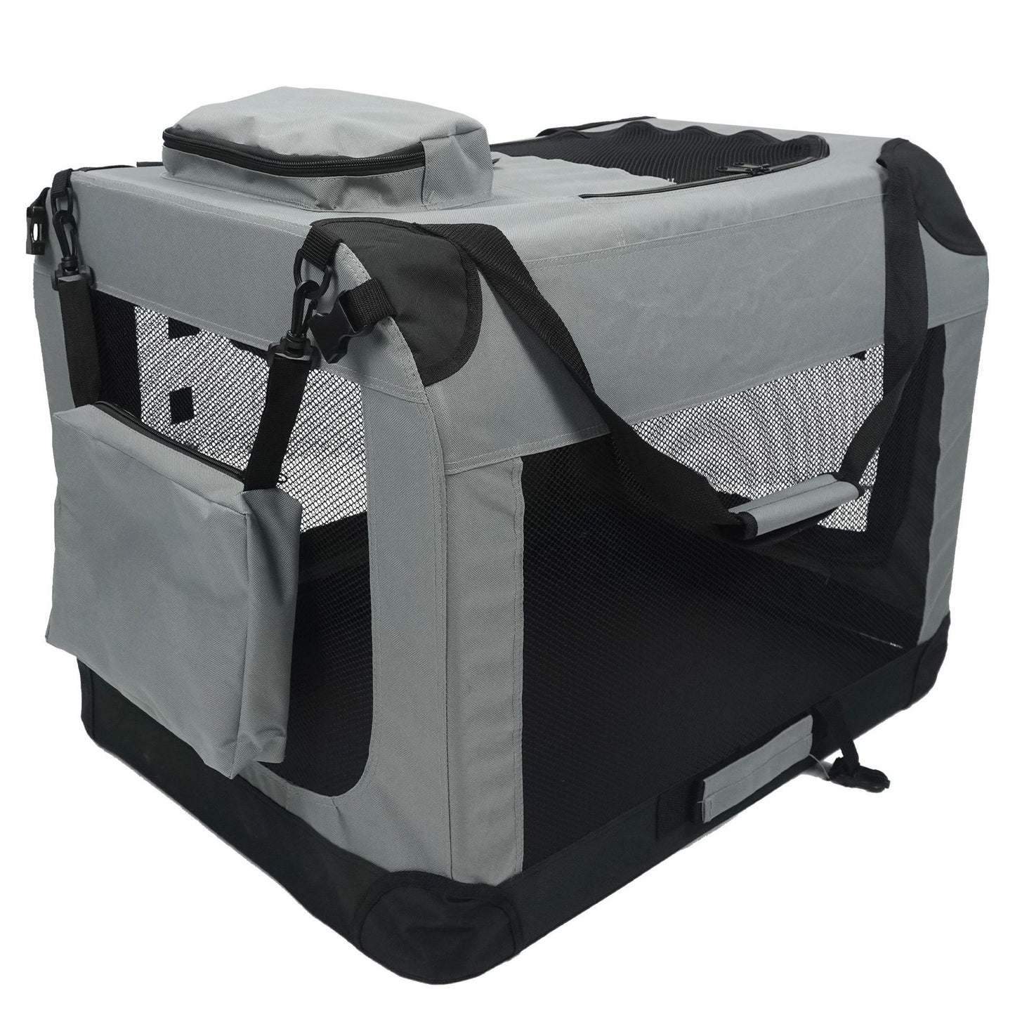 Breathable Foldable Pet Travel Carrier | Large Portable Dog & Cat Crate for Outdoor Trips & Car Use