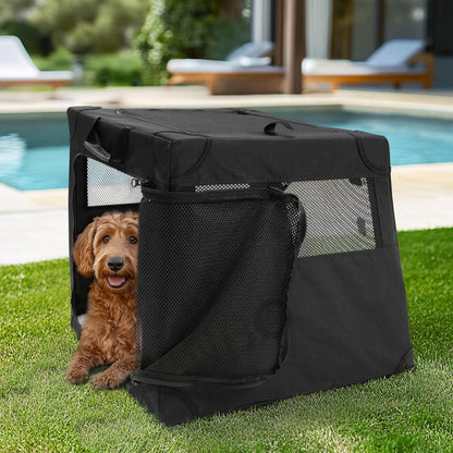 Foldable Car Dog Carrier | Breathable Travel Pet House for Small & Medium Dogs | Portable Indoor Outdoor Pet Crate with Soft Mat