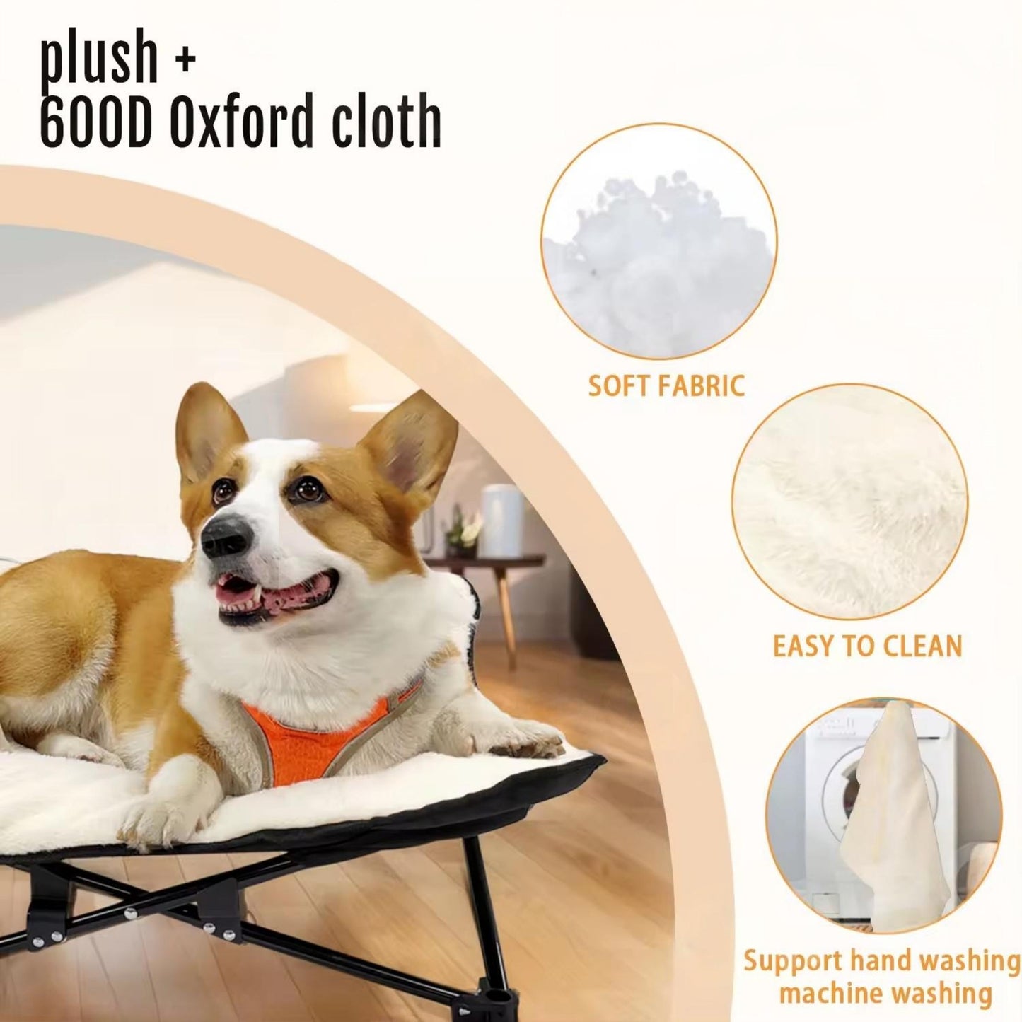 Winter Cozy Elevated Dog Bed | Portable & Foldable Plush Pet Bed | Removable & Washable for Small & Medium Dogs