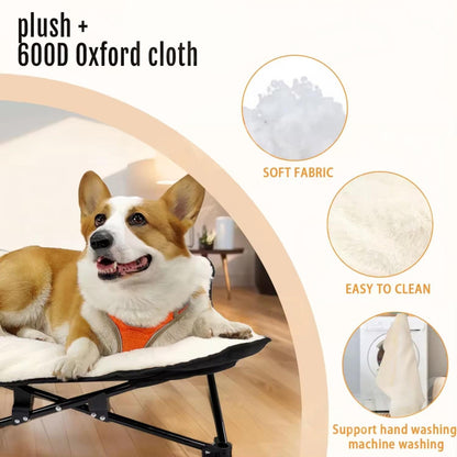 Winter Cozy Elevated Dog Bed | Portable & Foldable Plush Pet Bed | Removable & Washable for Small & Medium Dogs
