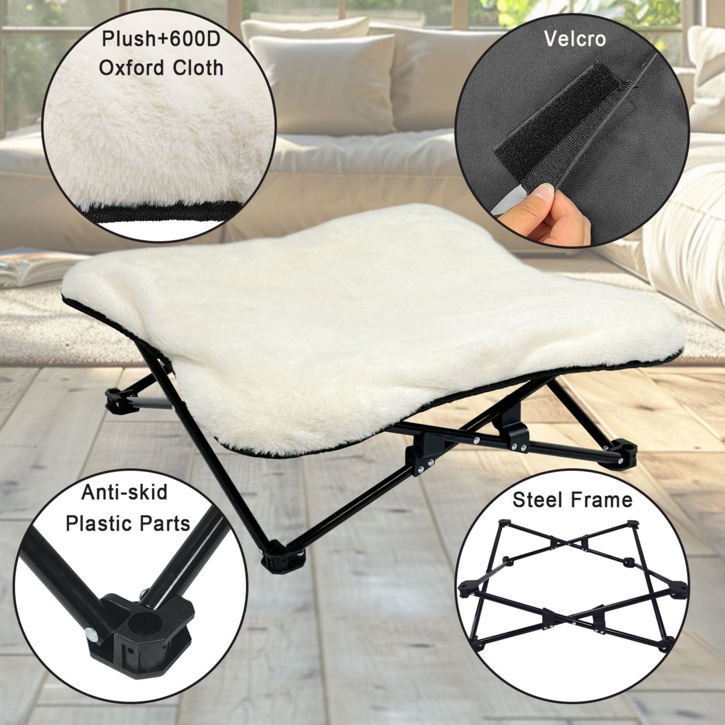 Winter Cozy Elevated Dog Bed | Portable & Foldable Plush Pet Bed | Removable & Washable for Small & Medium Dogs