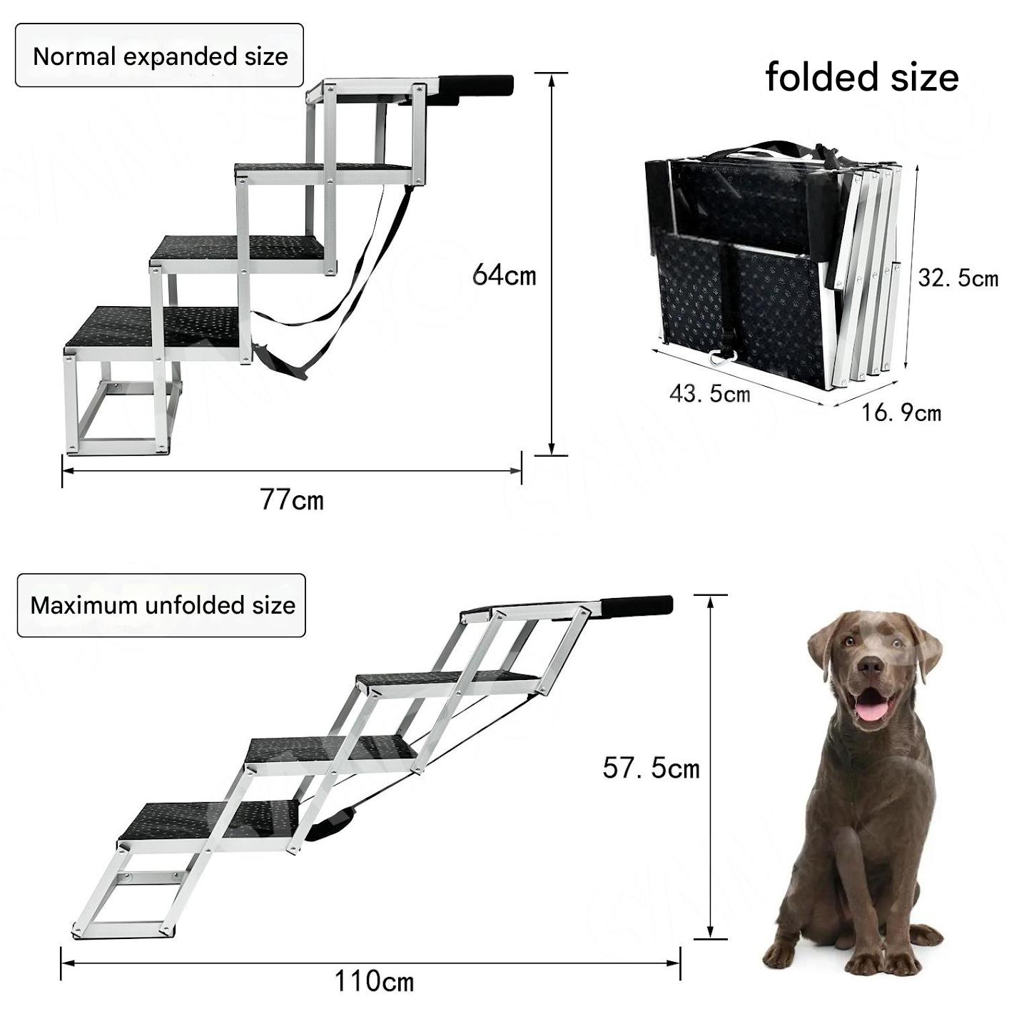 Portable Aluminum Folding Dog Ladder & Pet Stairs for Cars, SUVs, Trucks & Home | Heavy-Duty, Non-Slip, Travel-Friendly Ramp for Large Dogs