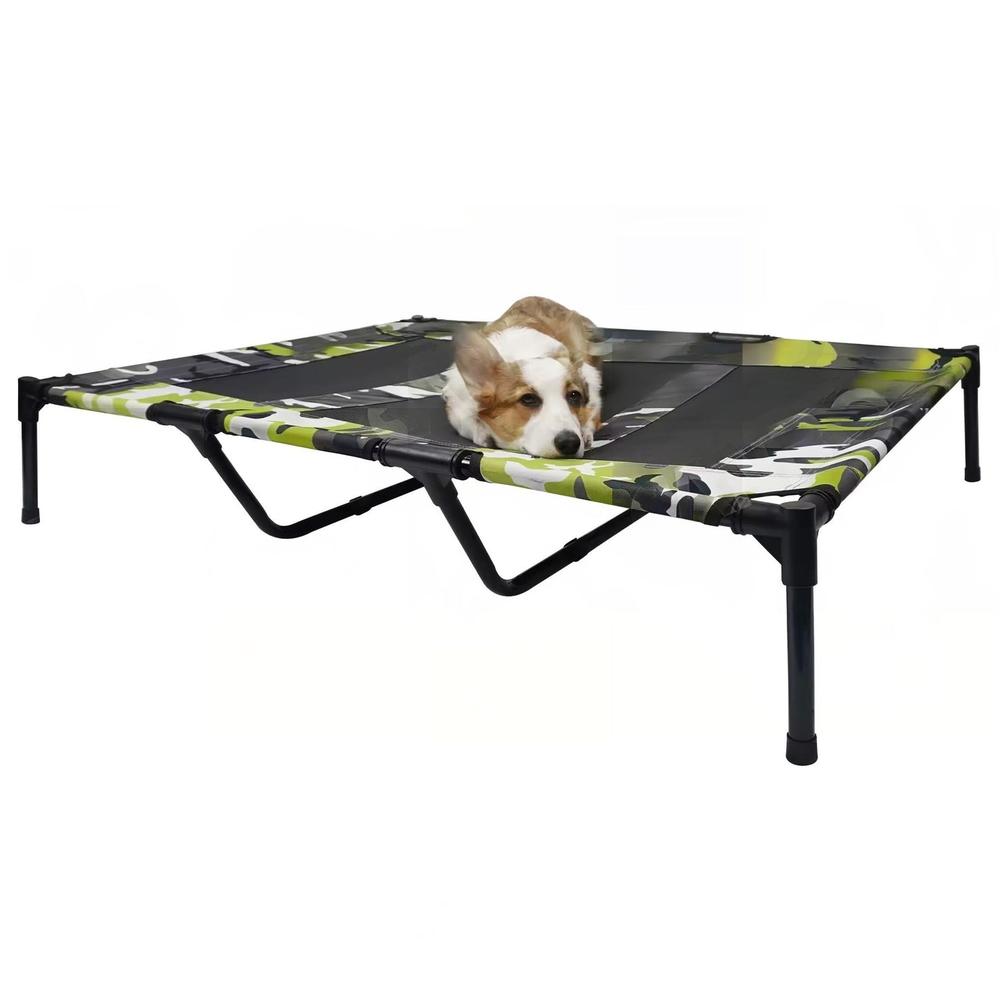 Camouflage Outdoor Elevated Dog Bed – Portable Breathable Pet Cot for Medium & Large Dogs