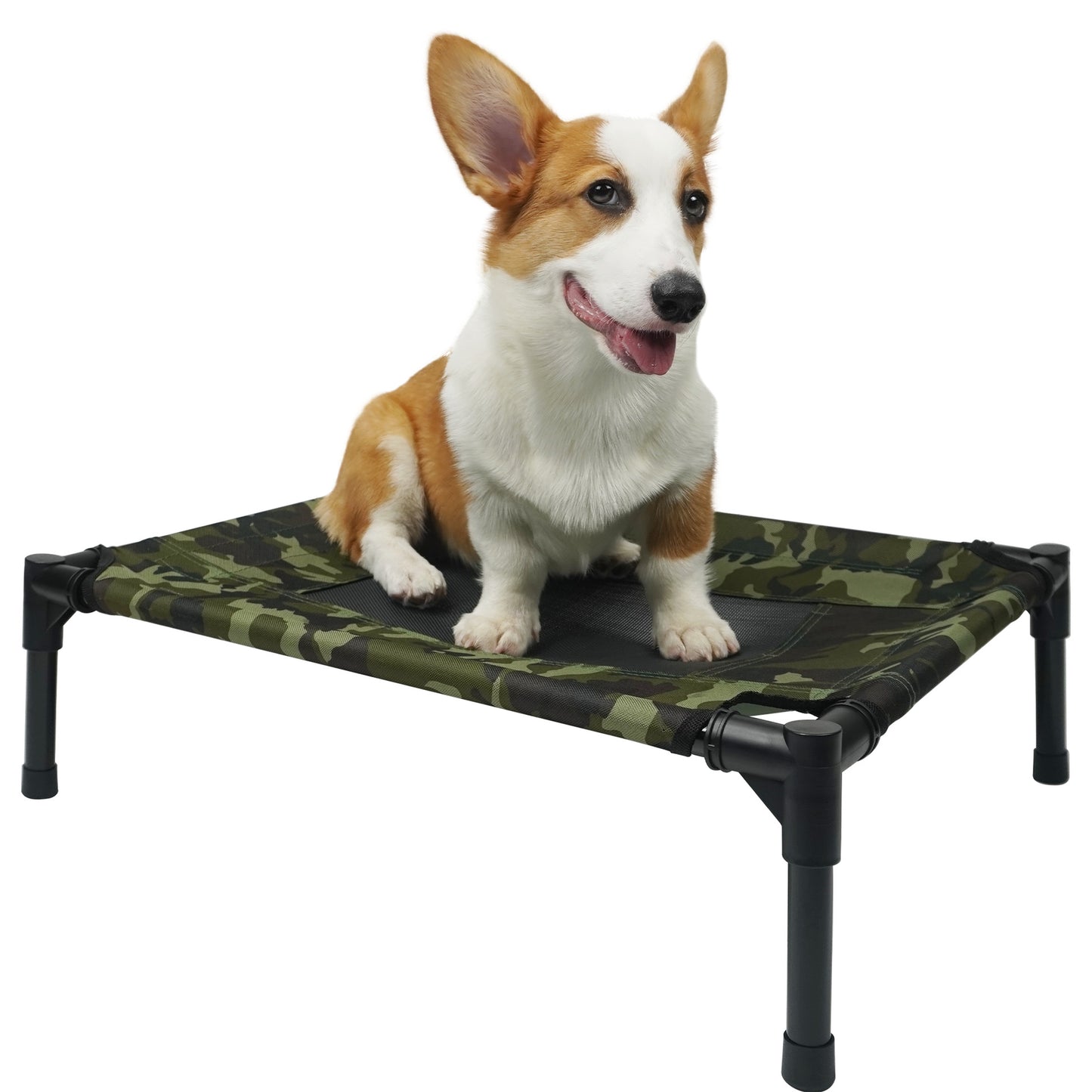 Camouflage Outdoor Elevated Dog Bed – Portable Breathable Pet Cot for Medium & Large Dogs