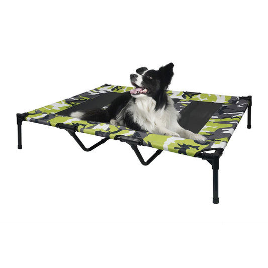 Camouflage Outdoor Elevated Dog Bed – Portable Breathable Pet Cot for Medium & Large Dogs