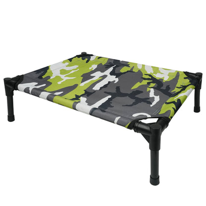 Camouflage Outdoor Elevated Dog Bed – Portable Breathable Pet Cot for Medium & Large Dogs