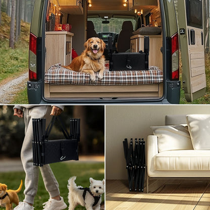 Portable & Foldable Dog Stairs for Cars | Non-Slip Aluminum Pet Ramp | Heavy Duty SUV & Truck Pet Ladder