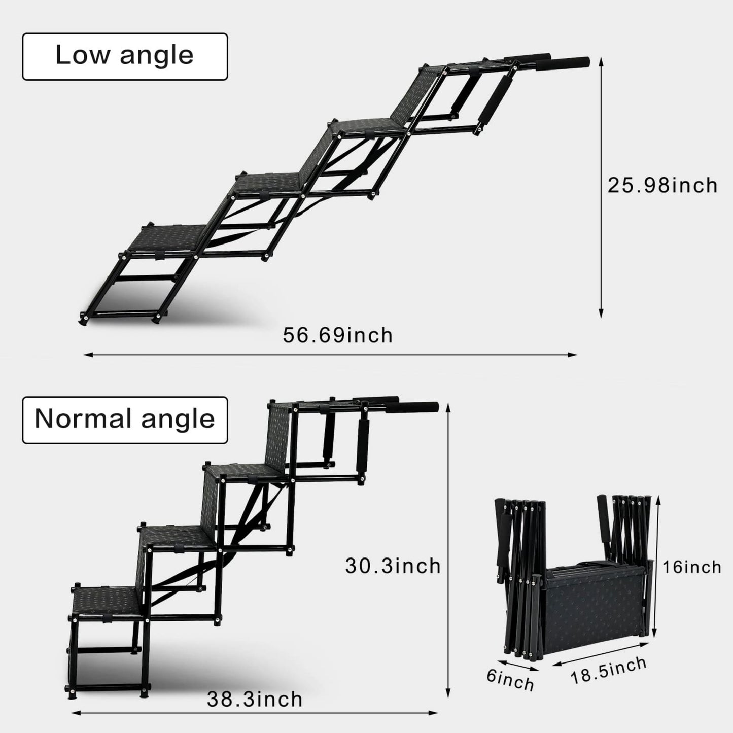 Portable & Foldable Dog Stairs for Cars | Non-Slip Aluminum Pet Ramp | Heavy Duty SUV & Truck Pet Ladder