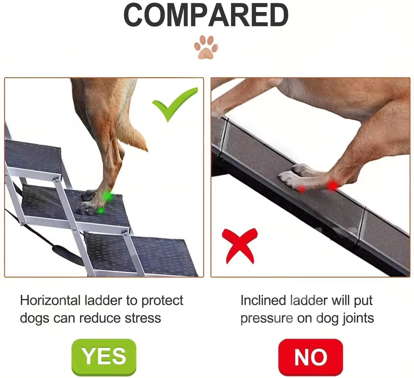Lightweight Foldable Aluminum Dog Car Ramp | Portable Pet Stairs for Cars, SUVs, Trucks & Home Use