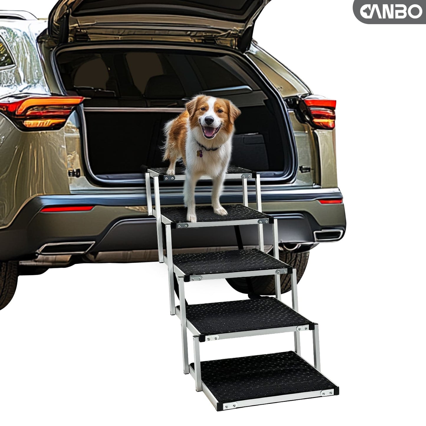 Lightweight Foldable Aluminum Dog Car Ramp | Portable Pet Stairs for Cars, SUVs, Trucks & Home Use