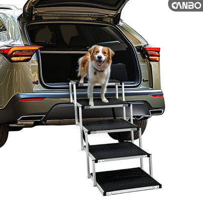 Lightweight Foldable Aluminum Dog Car Ramp | Portable Pet Stairs for Cars, SUVs, Trucks & Home Use