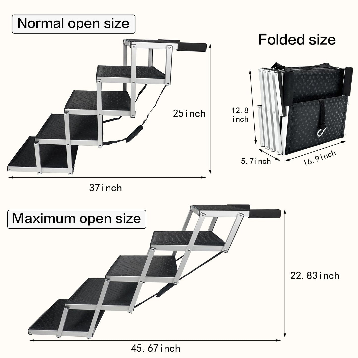Lightweight Foldable Aluminum Dog Car Ramp | Portable Pet Stairs for Cars, SUVs, Trucks & Home Use