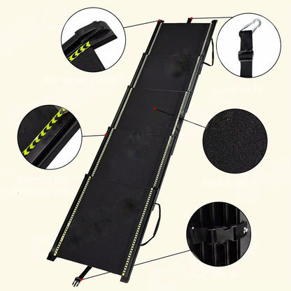 Heavy-Duty Telescopic Dog Car Ramp | Foldable Aluminum Pet Ladder for Cars, SUVs & Trucks | Non-Slip & Portable Design (Up to 70kg)