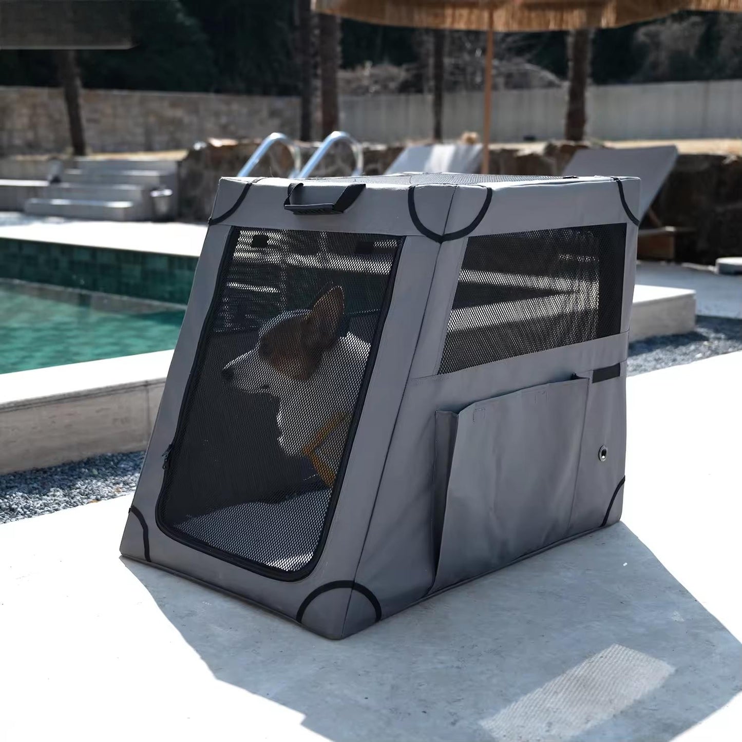 Foldable Car Dog Carrier | Breathable Travel Pet House for Small & Medium Dogs | Portable Indoor Outdoor Pet Crate with Soft Mat