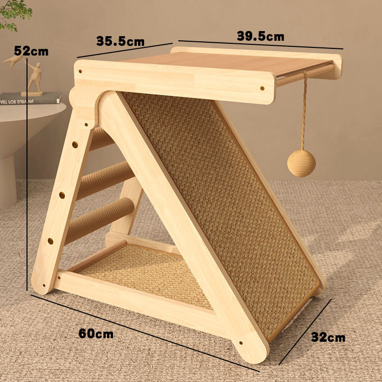 Vertical Sisal Cat Scratcher with Bed | Solid Wood Cat Tree Tower with Hammock & Ramp | Durable Multi-Functional Cat Furniture – Space Saving Design