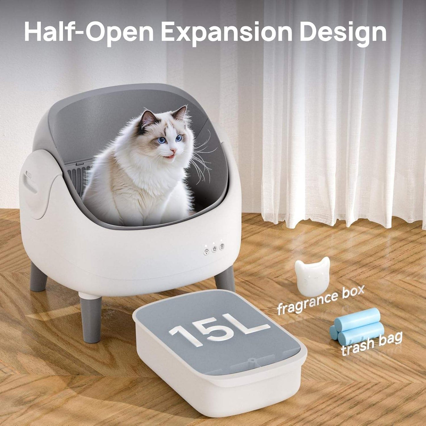 APP Smart Automatic Cat Litter Box | Large Semi-Enclosed Drawer Design | Odor Control &amp; Self-Cleaning Cat Toilet